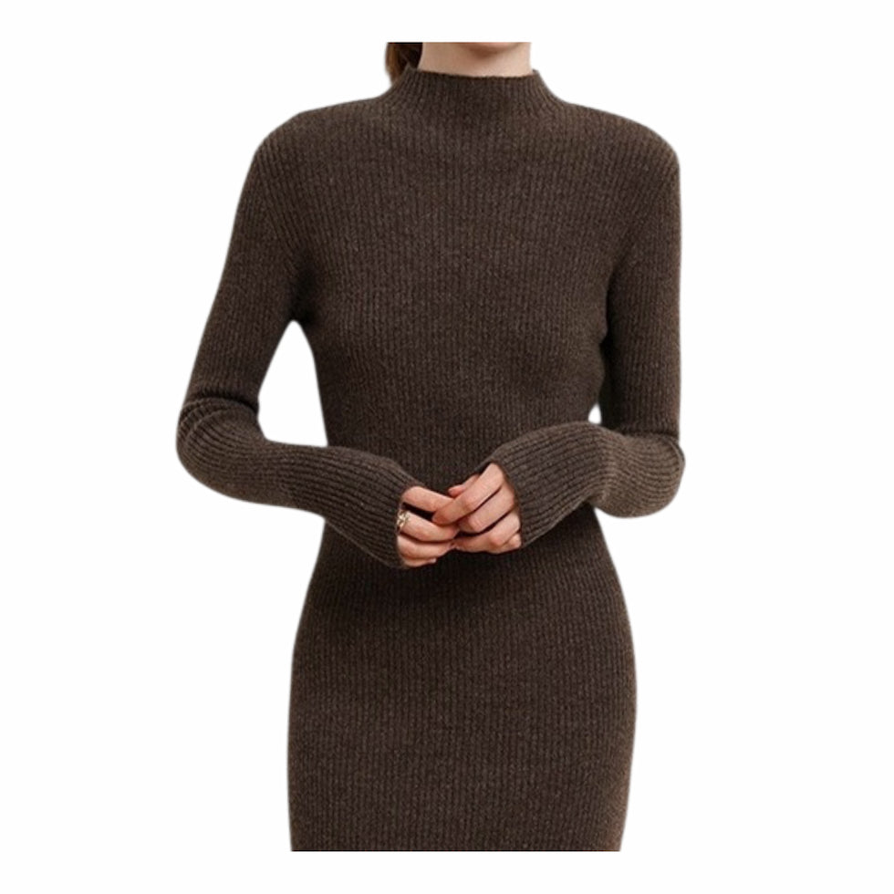 Merino Wollen Jurk | Ribbed Knitwear