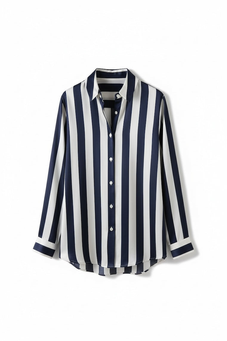 Gestreepte Zijden Blouse