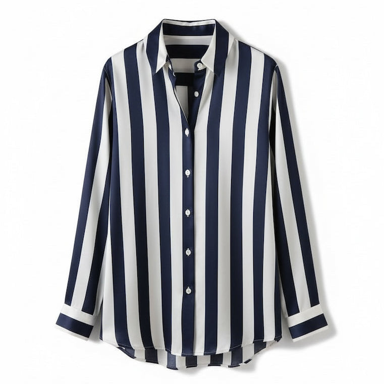 Gestreepte Zijden Blouse | Nouvél the Label®