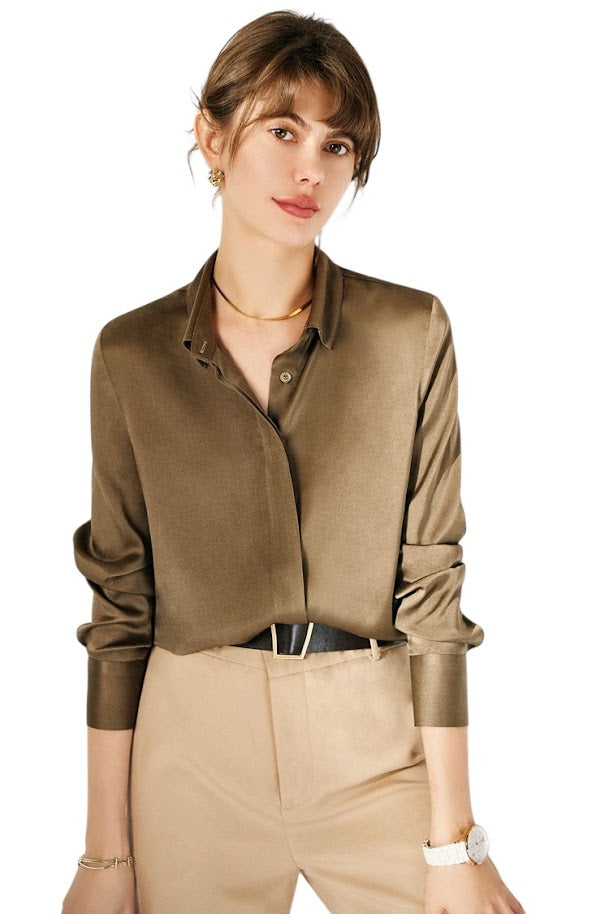 Zijden Blouse Overhemd | Dames | 100% Zijde Premium