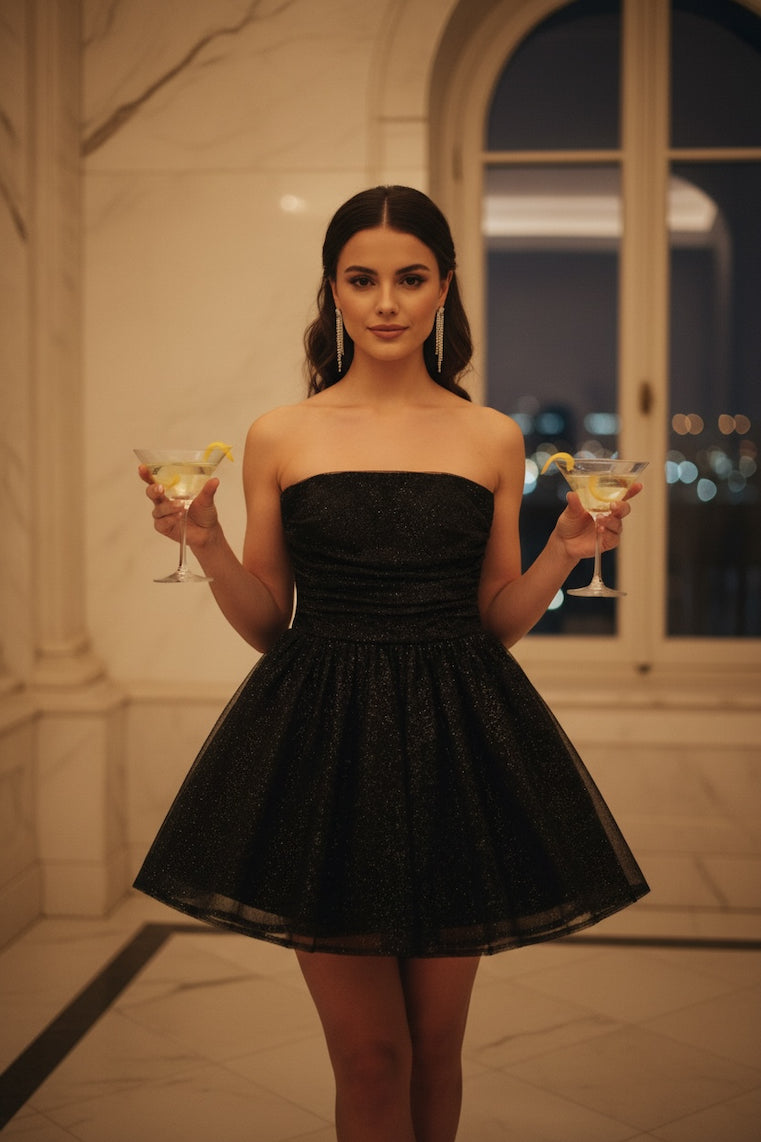 Strapless Glitter Jurk | Statement Bow | Nouvél the Label