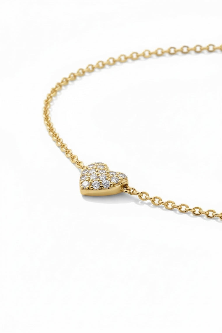 Pave Hart Ketting | 18k Vermeil & 925 Zilver