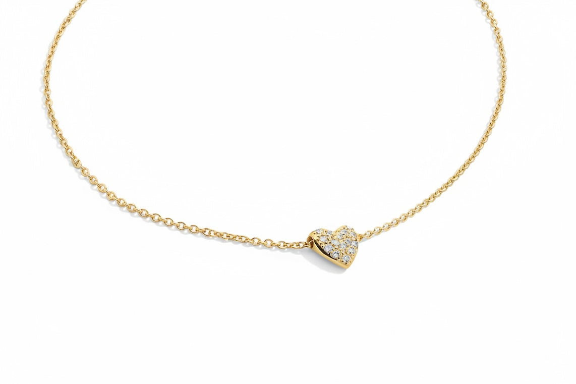Pave Hart Ketting | 18k Vermeil & 925 Zilver
