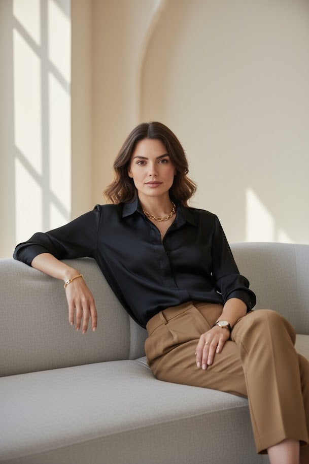 Zijden Blouse Overhemd | Dames | 100% Zijde Premium