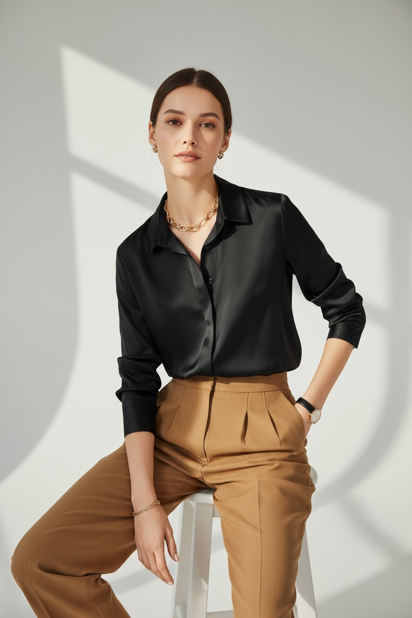 Zijden Blouse Overhemd | Dames | 100% Zijde Premium