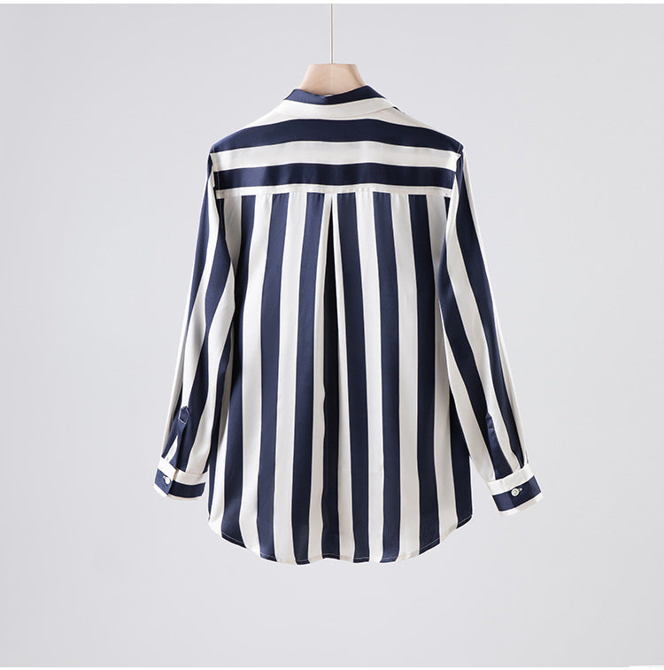 Gestreepte Zijden Blouse | 100% Zijde Premium