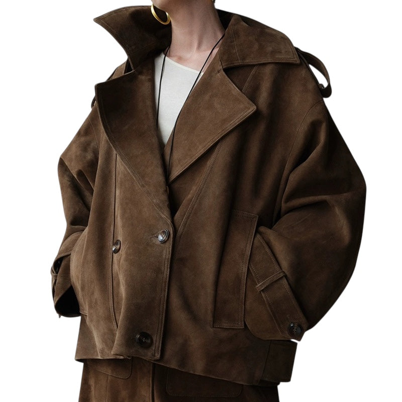 Suede Trenchcoat Dames | 100% Nubuck Leer | Oversized Fit