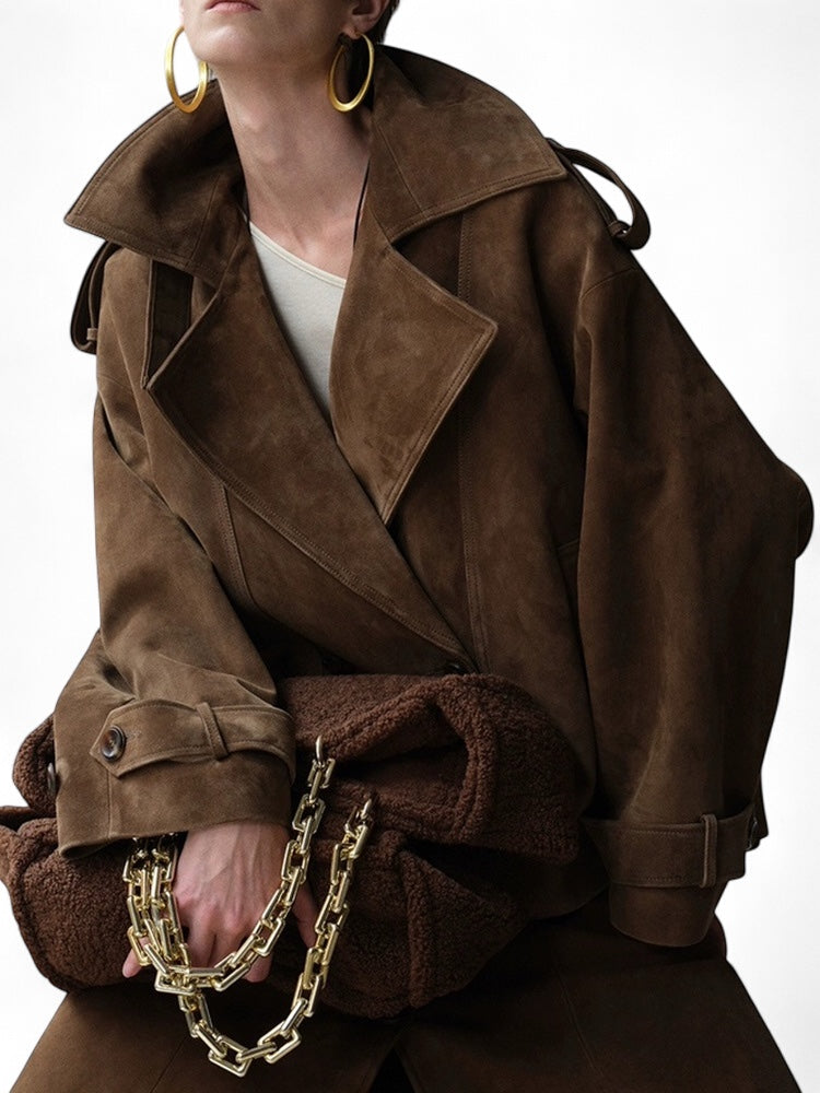 Suede Trenchcoat Dames | 100% Nubuck Leer | Oversized Fit
