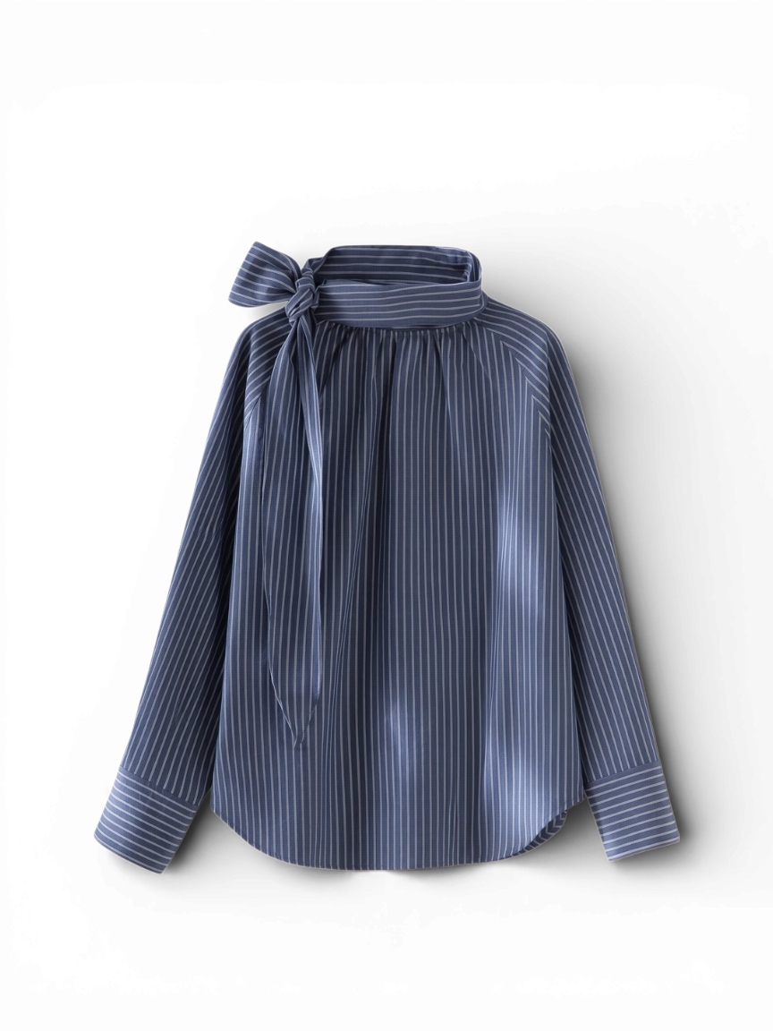 Gestreepte Strik Blouse | 100% Katoen