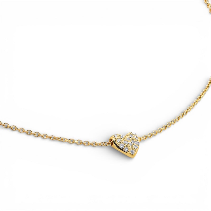 Pave Hart Ketting | 18k Vermeil & 925 Zilver