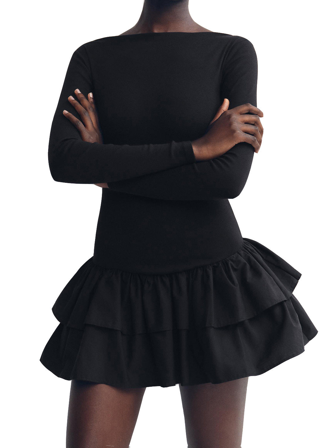 Sculpted Ruffle Jurk | Premium Viscose | Nouvél the Label