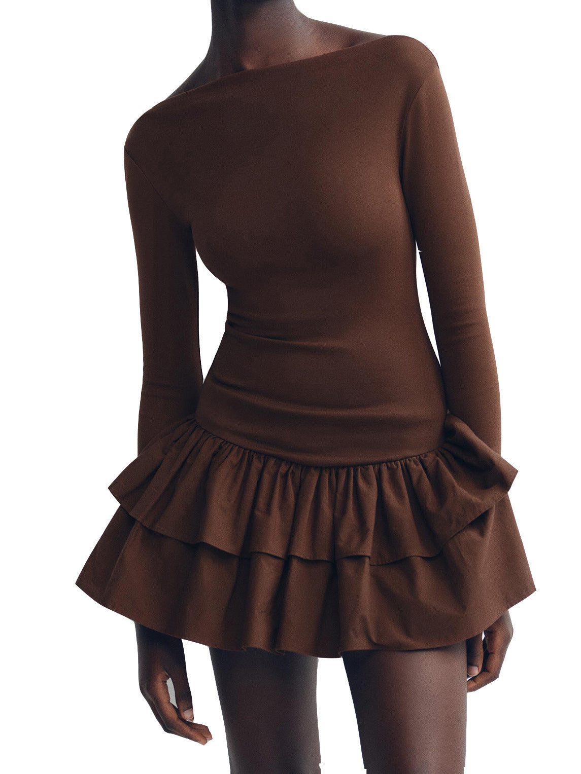 Sculpted Ruffle Jurk | Premium Viscose | Nouvél the Label