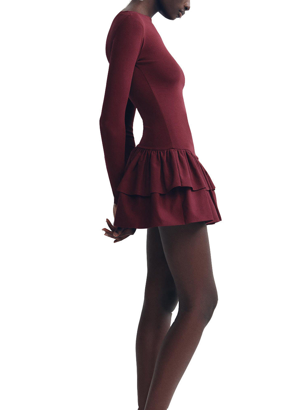 Sculpted Ruffle Jurk | Premium Viscose | Nouvél the Label