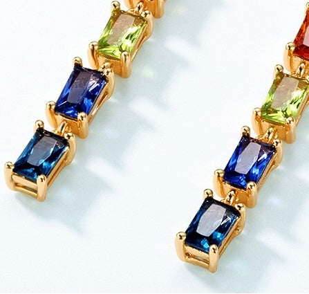 Regenboog Moissanite Oorbellen | 925 Zilver Verguld