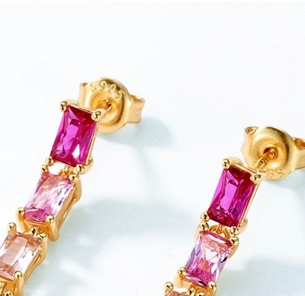 Regenboog Moissanite Oorbellen | 925 Zilver Verguld