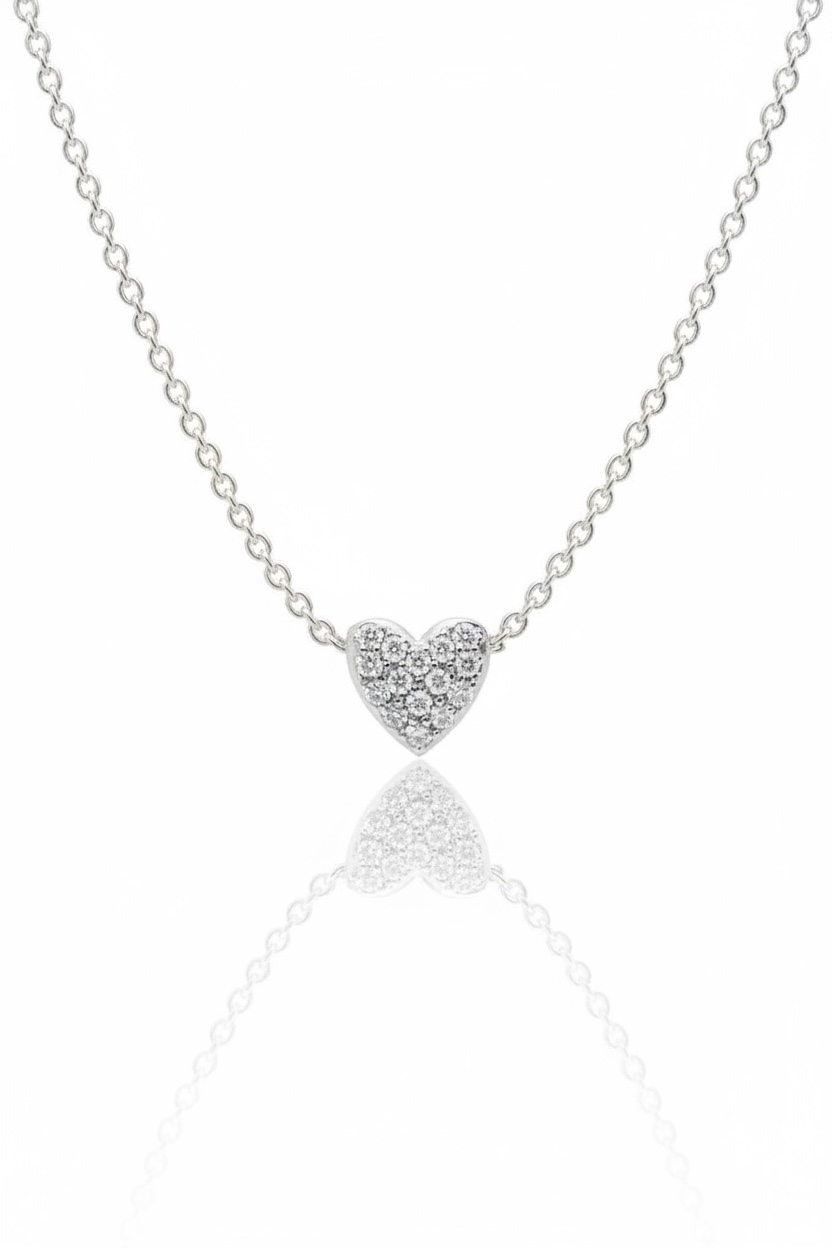 Pave Hart Ketting | 18k Vermeil & 925 Zilver
