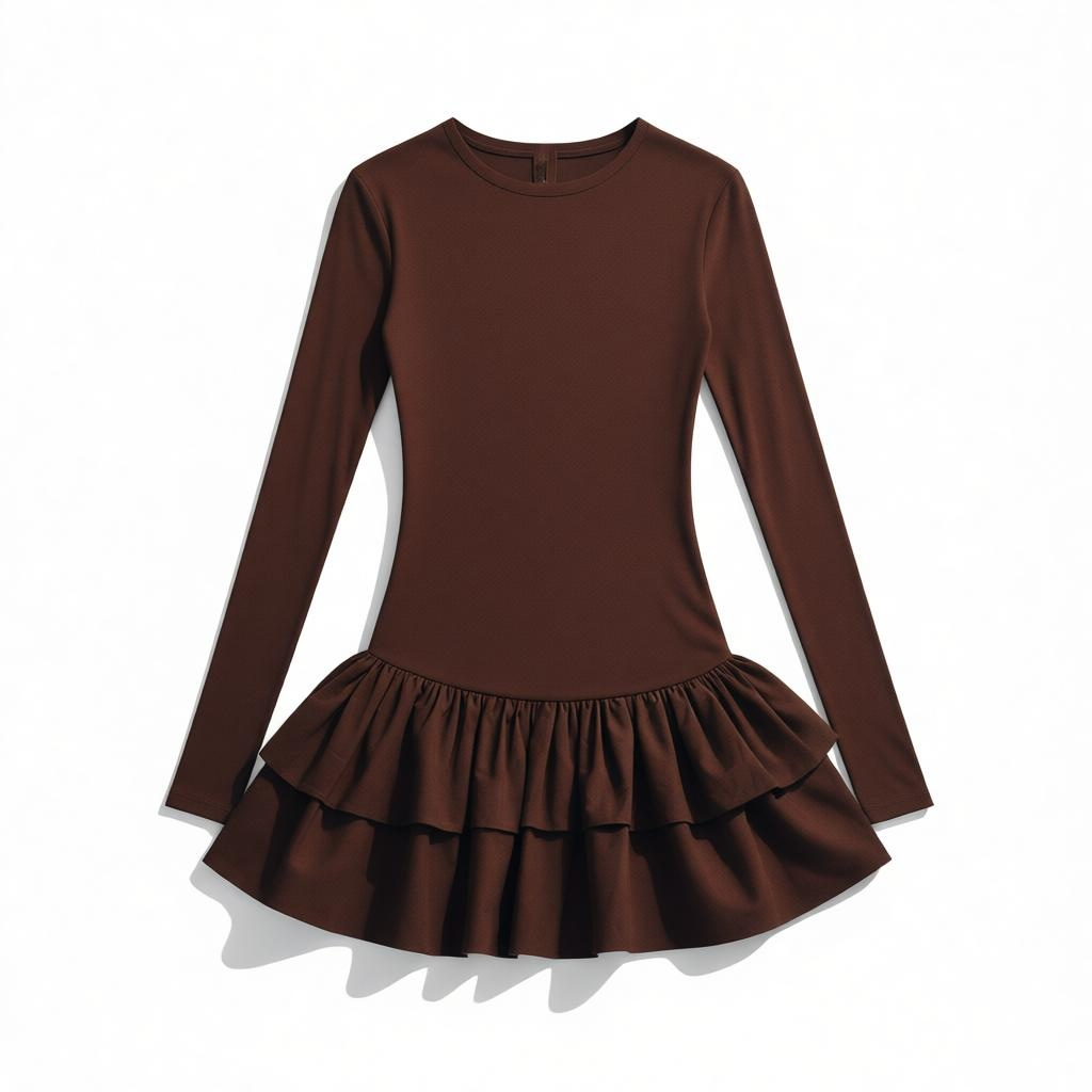 Sculpted Ruffle Jurk | Premium Viscose | Nouvél the Label