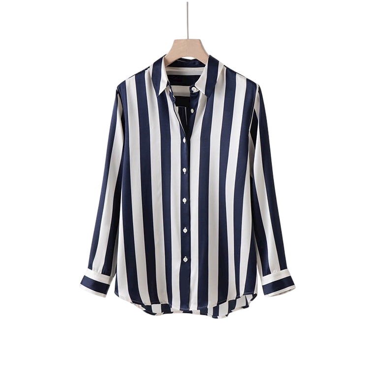 Gestreepte Zijden Blouse | 100% Zijde Premium